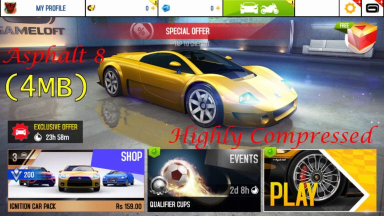 Asphalt 8 Highly Compressed Only 4MB [100 Working