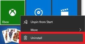 how to uninstall all xbox apps windows 10